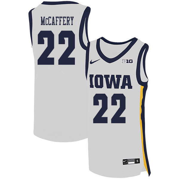 2020 Men #22 Patrick McCaffery Iowa Hawkeyes College Basketball Jerseys Sale-White